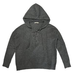 Alice + Olivia Wool Blend Sweater Hoodie SIZE M Gray Knit Pullover